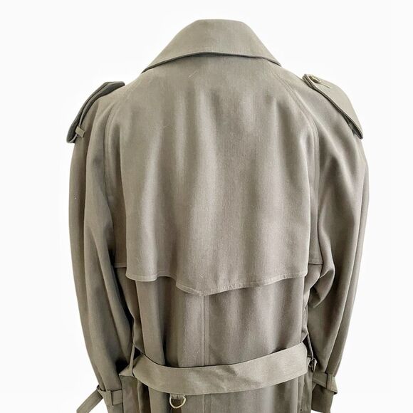 London Fog Vintage Tan Belted Classic Trench Coat Long Jacket Size Large - Picture 6 of 10